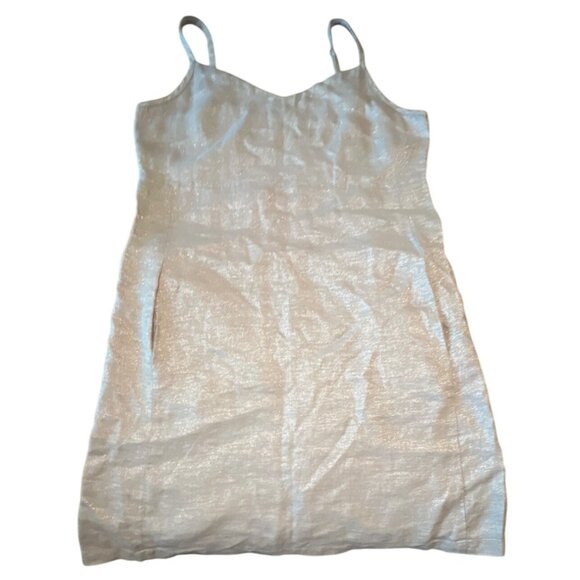 EILEEN FISHER Silver Twinkle Heavy Linen Shimmer Cami Dress M - Picture 3 of 11